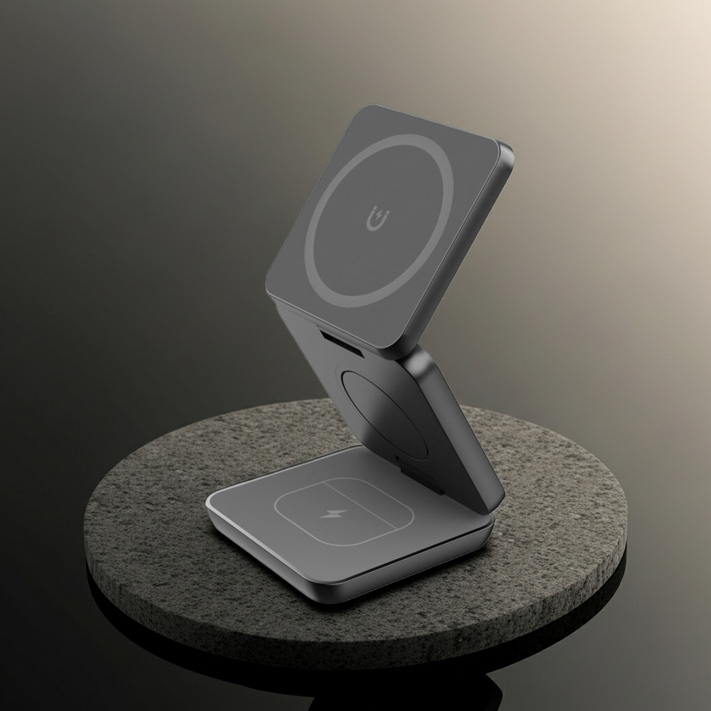 FoldCharge™ Magnetic Wireless Charging Stand – Fast MagSafe Compatible Phone Holder