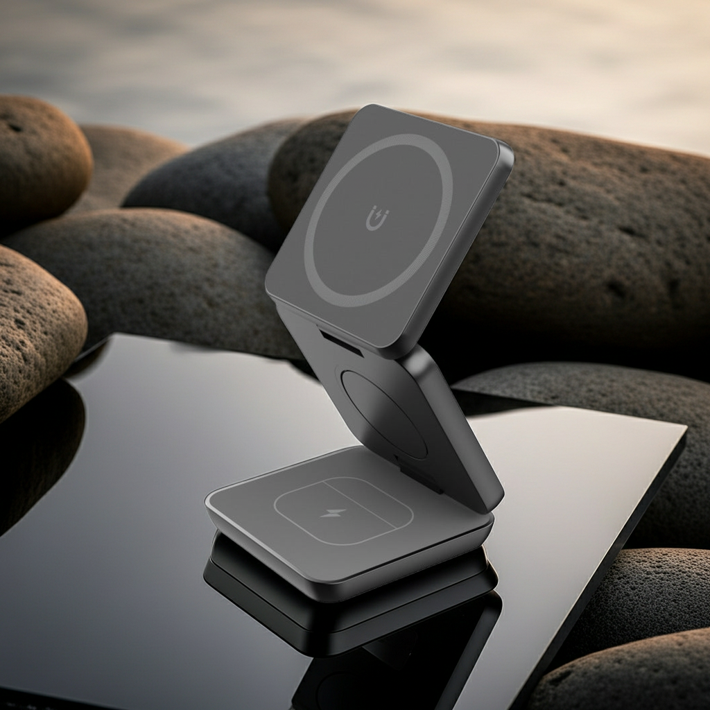 FoldCharge™ Magnetic Wireless Charging Stand – Fast MagSafe Compatible Phone Holder
